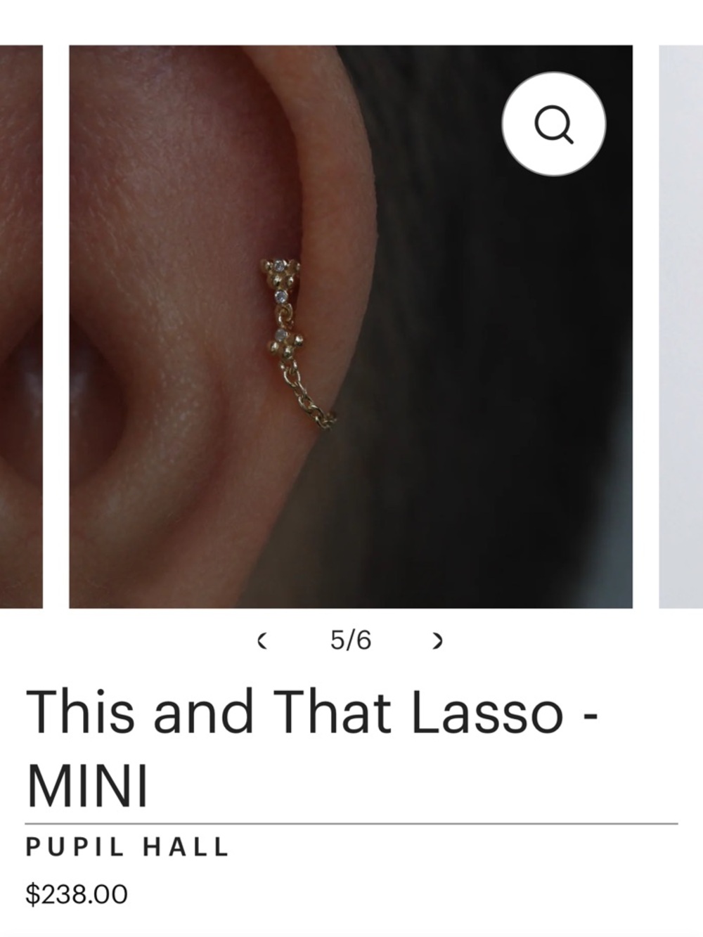Pupil Hall “This and That Lasso” Mini Threadless Chain Earring – Rose Gold - Picture 4 of 7